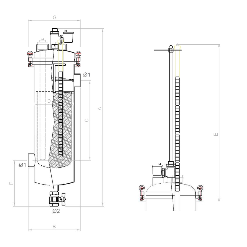 Immagine di Foridra IDRAMAG F 65 filtro defangatore magnetico in acciaio inox per installazione in linea, attacchi 2" 1/2 G, con magnete removibile, portata massima 20 mc/h I.F65