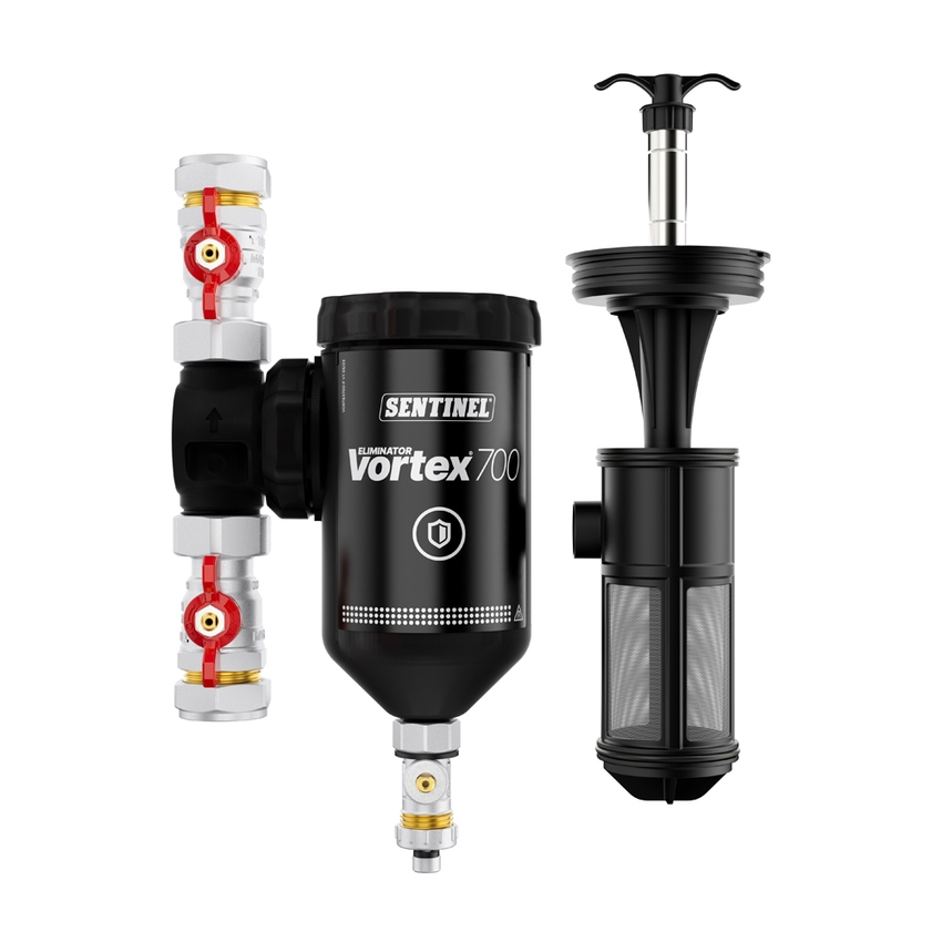 Immagine di Sentinel ELIMINATOR VORTEX 700 Filtro defangatore con griglia 500 ml 2 raccordi 1" 1/4 M ELIMV700-GRP1.25M-EXP