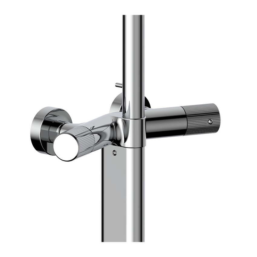 Immagine di Bossini PLY colonna doccia termostatica monogetto, con doccetta estraibile Ø 3 cm e supporto doccetta, finitura cromo L90001000030008