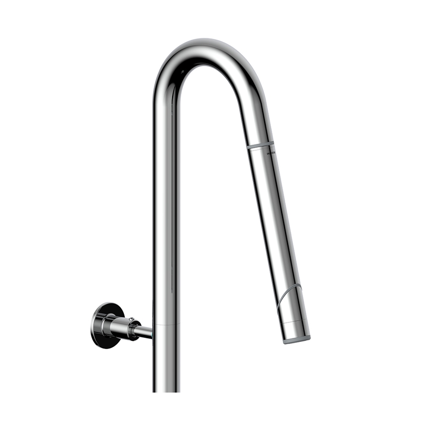 Immagine di Bossini PLY colonna doccia termostatica monogetto, con doccetta estraibile Ø 3 cm e supporto doccetta, finitura cromo L90001000030008