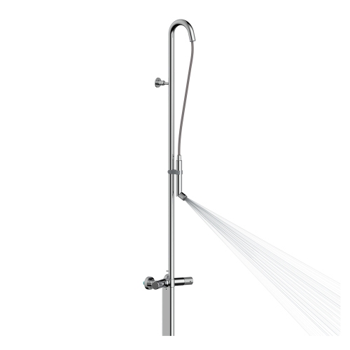 Immagine di Bossini PLY colonna doccia termostatica monogetto, con doccetta estraibile Ø 3 cm e supporto doccetta, finitura cromo L90001000030008