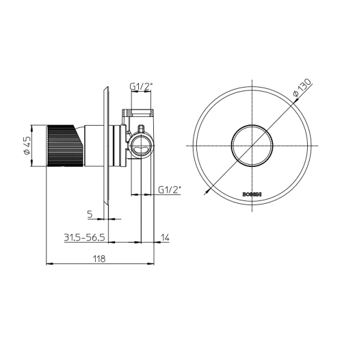 Immagine di Bossini PLY miscelatore ad incasso per doccia, 1 via, senza corpo incasso, finitura cromo Z00930000030005
