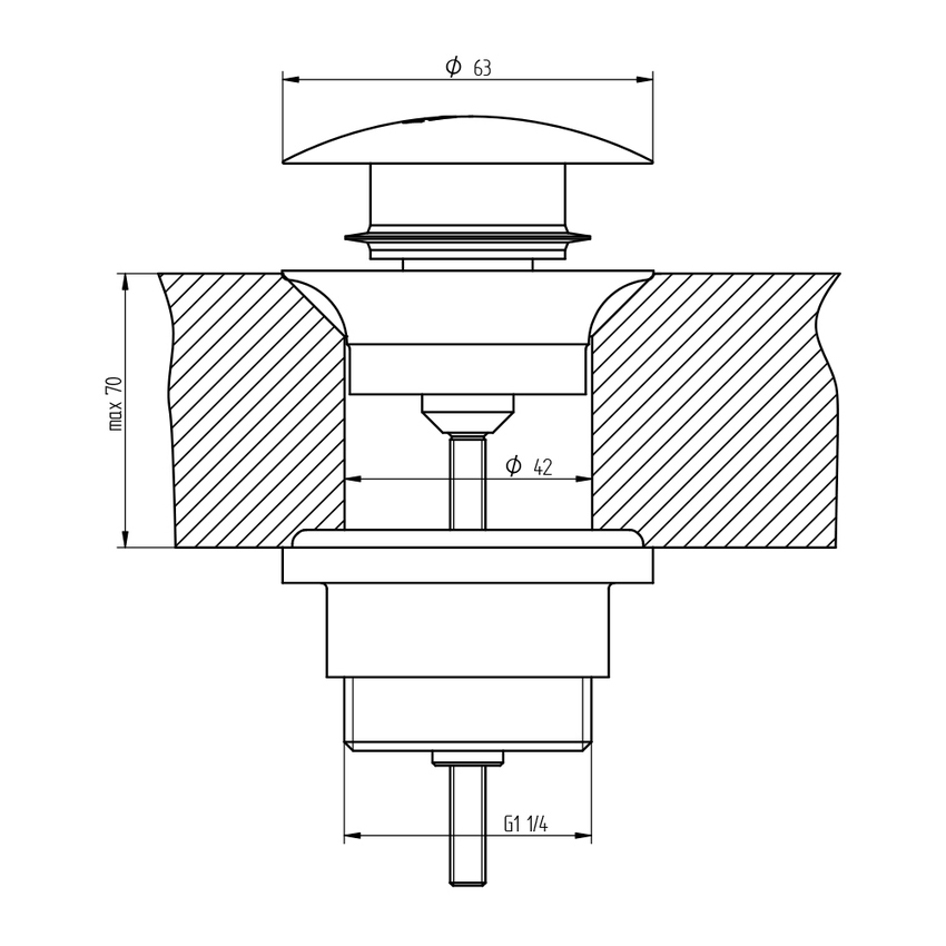 Immagine di Bellosta Piletta Stop&Go tonda, con scarico universale 1”1/4 01-0136/U