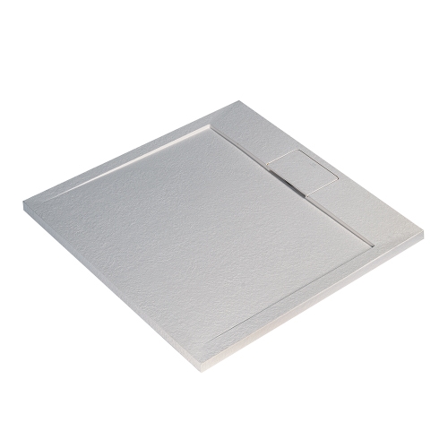 Immagine di Ideal Standard ULTRA FLAT S I.LIFE piatto doccia quadrato 120 cm, antiscivolo e con scarico nascosto, in IdealSolid+, effetto pietra, colore bianco finitura opaco T5242FR