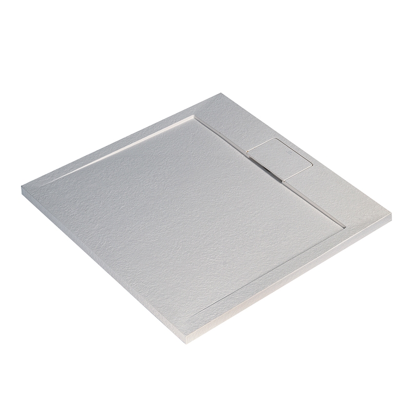 Immagine di Ideal Standard ULTRA FLAT S I.LIFE piatto doccia quadrato 120 cm, antiscivolo e con scarico nascosto, in IdealSolid+, effetto pietra, colore bianco finitura opaco T5242FR