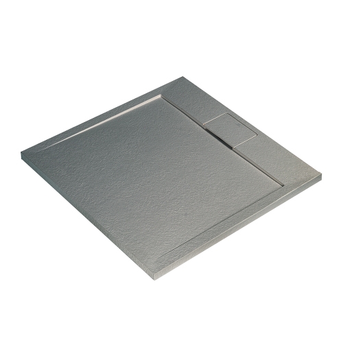 Immagine di Ideal Standard ULTRA FLAT S I.LIFE piatto doccia quadrato 100 cm, antiscivolo e con scarico nascosto, in IdealSolid+, effetto pietra, colore grigio cemento finitura opaco T5234FS