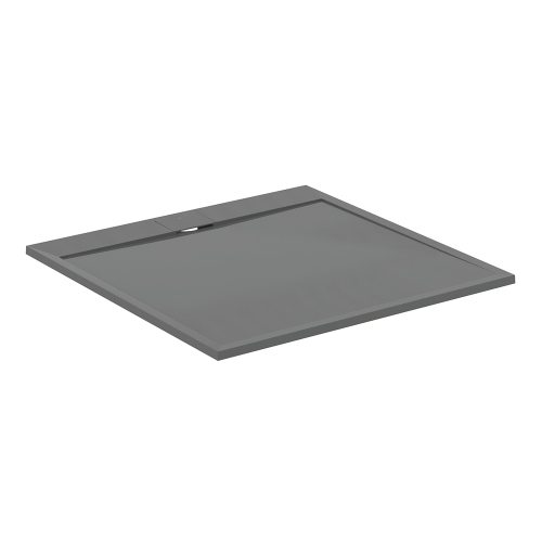 Immagine di Ideal Standard ULTRA FLAT S I.LIFE piatto doccia quadrato 100 cm, antiscivolo e con scarico nascosto, in IdealSolid+, effetto pietra, colore grigio cemento finitura opaco T5234FS