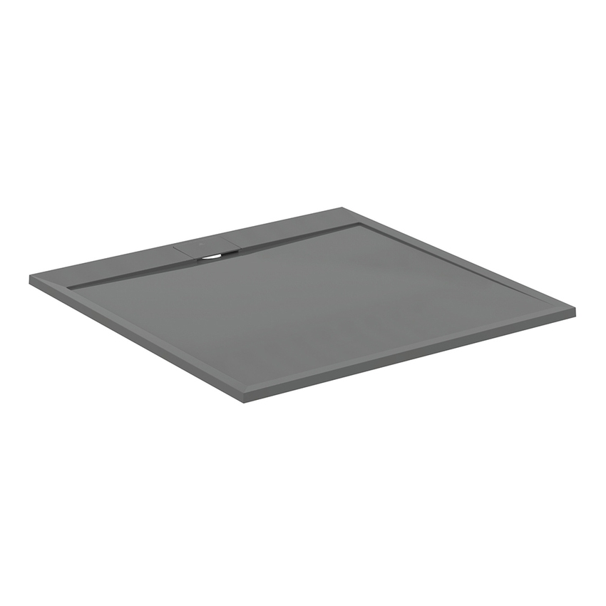 Immagine di Ideal Standard ULTRA FLAT S I.LIFE piatto doccia quadrato 100 cm, antiscivolo e con scarico nascosto, in IdealSolid+, effetto pietra, colore grigio cemento finitura opaco T5234FS