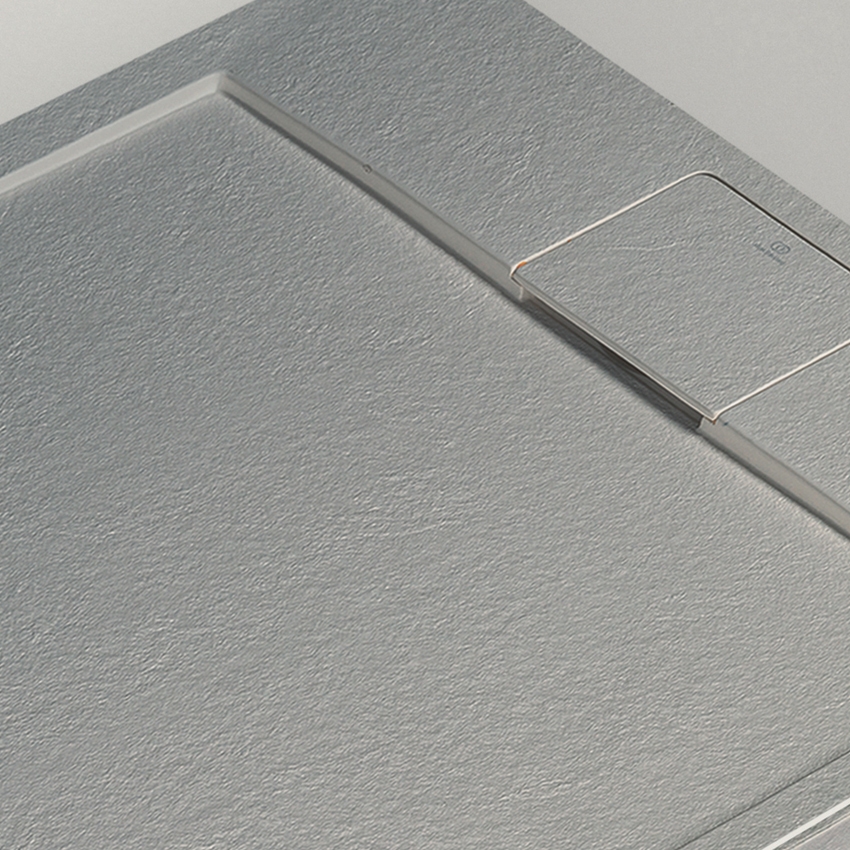 Immagine di Ideal Standard ULTRA FLAT S I.LIFE piatto doccia quadrato 100 cm, antiscivolo e con scarico nascosto, in IdealSolid+, effetto pietra, colore grigio cemento finitura opaco T5234FS
