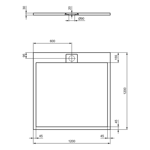 Immagine di Ideal Standard ULTRA FLAT S I.LIFE piatto doccia quadrato 120 cm, antiscivolo e con scarico nascosto, in IdealSolid+, effetto pietra, colore sabbia finitura opaco T5242FT