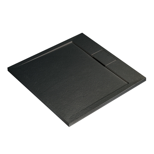 Immagine di Ideal Standard ULTRA FLAT S I.LIFE piatto doccia quadrato 90 cm, antiscivolo e con scarico nascosto, in IdealSolid+, effetto pietra, colore nero finitura opaco T5227FV