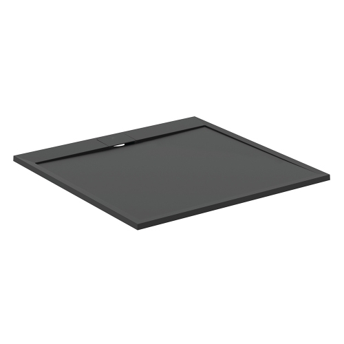 Immagine di Ideal Standard ULTRA FLAT S I.LIFE piatto doccia quadrato 90 cm, antiscivolo e con scarico nascosto, in IdealSolid+, effetto pietra, colore nero finitura opaco T5227FV