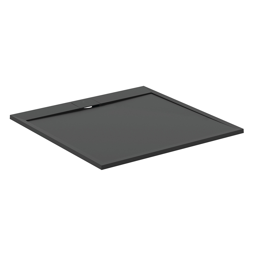 Immagine di Ideal Standard ULTRA FLAT S I.LIFE piatto doccia quadrato 90 cm, antiscivolo e con scarico nascosto, in IdealSolid+, effetto pietra, colore nero finitura opaco T5227FV
