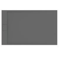 Immagine di Ideal Standard ULTRA FLAT S I.LIFE piatto doccia rettangolare L.160 P.80 cm, antiscivolo e con scarico nascosto sul lato corto, in IdealSolid+, effetto pietra, colore grigio cemento finitura opaco T5571FS