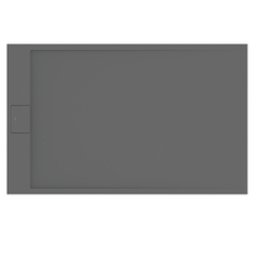 Immagine di Ideal Standard ULTRA FLAT S I.LIFE piatto doccia rettangolare L.160 P.90 cm, antiscivolo e con scarico nascosto sul lato corto, in IdealSolid+, effetto pietra, colore grigio cemento finitura opaco T5593FS