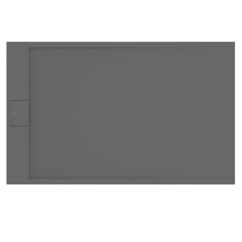 Immagine di Ideal Standard ULTRA FLAT S I.LIFE piatto doccia rettangolare L.160 P.90 cm, antiscivolo e con scarico nascosto sul lato corto, in IdealSolid+, effetto pietra, colore grigio cemento finitura opaco T5593FS