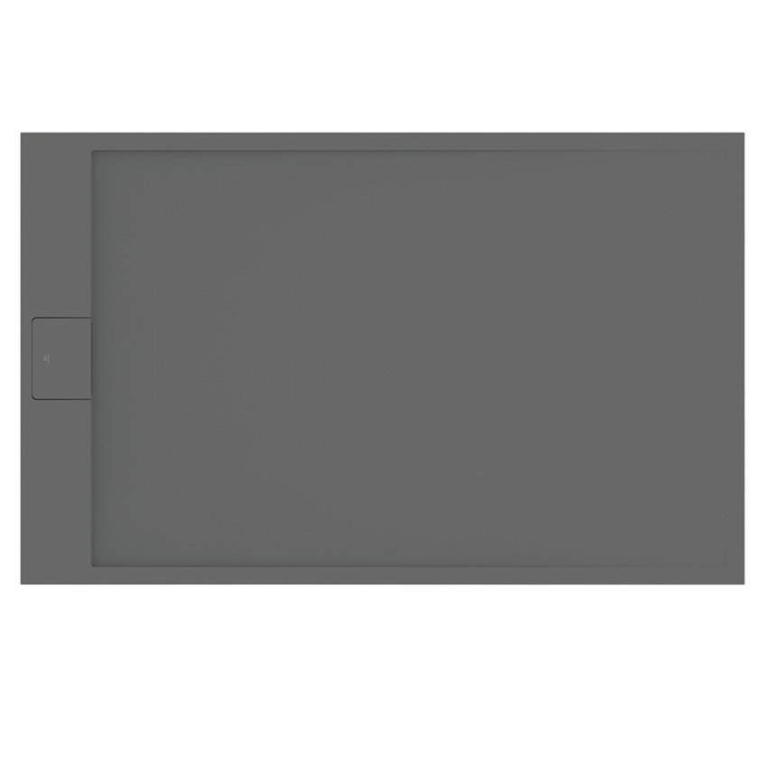 Immagine di Ideal Standard ULTRA FLAT S I.LIFE piatto doccia rettangolare L.140 P.80 cm, antiscivolo e con scarico nascosto sul lato corto, in IdealSolid+, effetto pietra, colore grigio cemento finitura opaco T5570FS