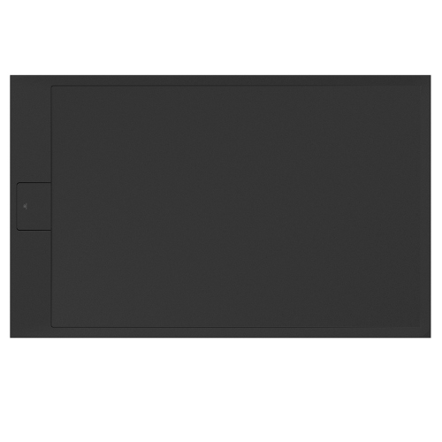 Immagine di Ideal Standard ULTRA FLAT S I.LIFE piatto doccia rettangolare L.160 P.90 cm, antiscivolo e con scarico nascosto sul lato corto, in IdealSolid+, effetto pietra, colore nero finitura opaco T5593FV