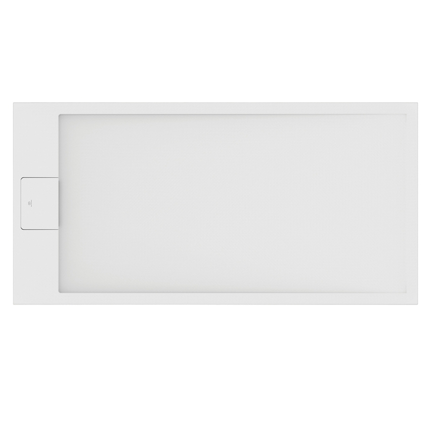 Immagine di Ideal Standard ULTRA FLAT S I.LIFE piatto doccia rettangolare L.120 P.80 cm, antiscivolo e con scarico nascosto sul lato corto, in IdealSolid+, effetto pietra, colore bianco finitura opaco T5220FR