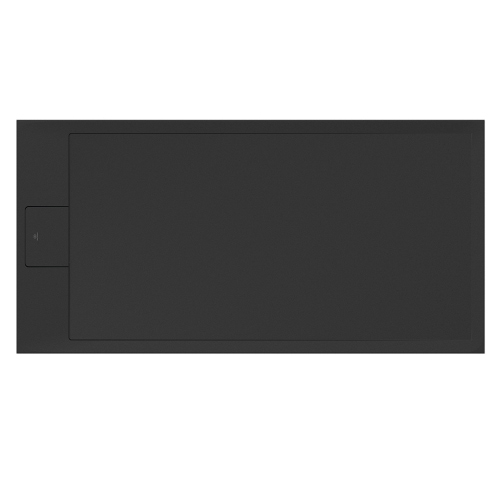 Immagine di Ideal Standard ULTRA FLAT S I.LIFE piatto doccia rettangolare L.120 P.80 cm, antiscivolo e con scarico nascosto sul lato corto, in IdealSolid+, effetto pietra, colore nero finitura opaco T5220FV