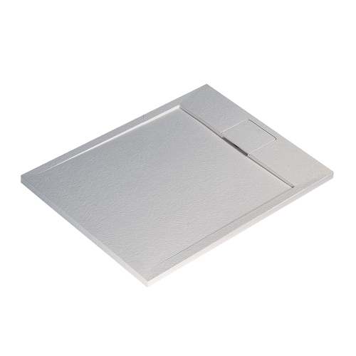 Immagine di Ideal Standard ULTRA FLAT S I.LIFE piatto doccia rettangolare L.120 P.70 cm, antiscivolo e con scarico nascosto sul lato corto, in IdealSolid+, effetto pietra, colore bianco finitura opaco T5233FR