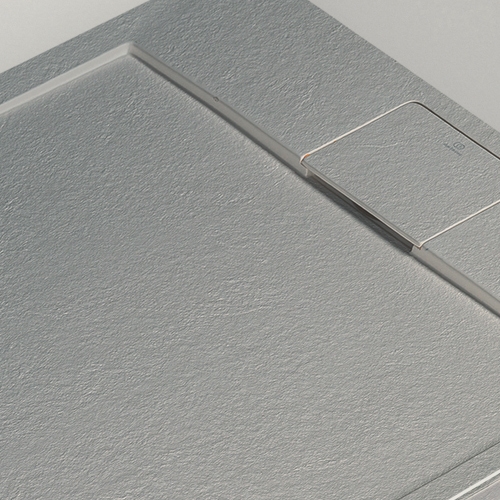 Immagine di Ideal Standard ULTRA FLAT S I.LIFE piatto doccia rettangolare L.120 P.70 cm, antiscivolo e con scarico nascosto sul lato corto, in IdealSolid+, effetto pietra, colore grigio cemento finitura opaco T5233FS