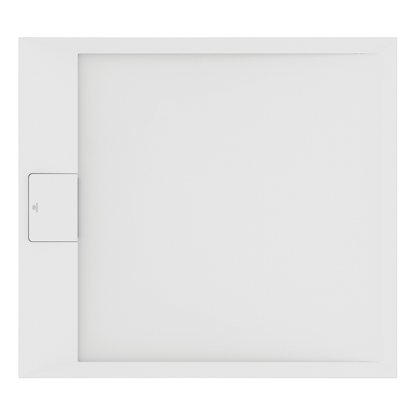 Immagine di Ideal Standard ULTRA FLAT S I.LIFE piatto doccia rettangolare L.90 P.70 cm, antiscivolo e con scarico nascosto sul lato corto, in IdealSolid+, effetto pietra, colore bianco finitura opaco T5237FR