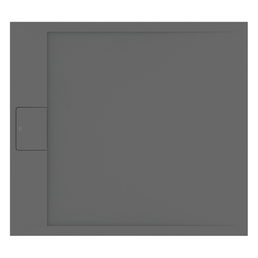 Immagine di Ideal Standard ULTRA FLAT S I.LIFE piatto doccia rettangolare L.90 P.70 cm, antiscivolo e con scarico nascosto sul lato corto, in IdealSolid+, effetto pietra, colore grigio cemento finitura opaco T5237FS