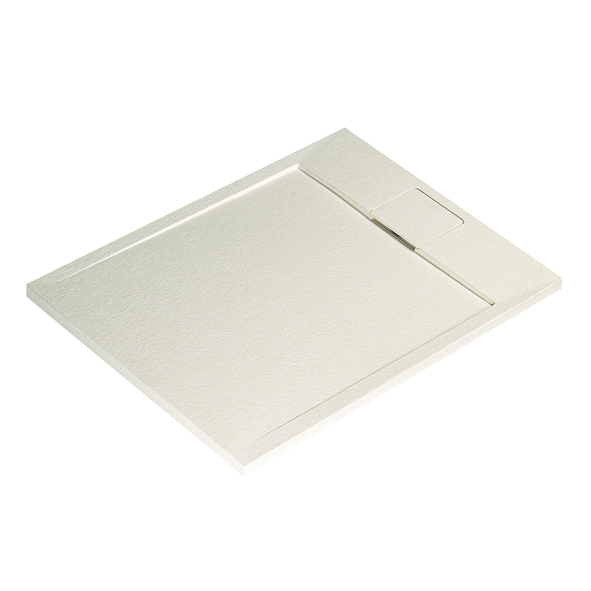 Immagine di Ideal Standard ULTRA FLAT S I.LIFE piatto doccia rettangolare L.100 P.70 cm, antiscivolo e con scarico nascosto sul lato corto, in IdealSolid+, effetto pietra, colore sabbia finitura opaco T5240FT