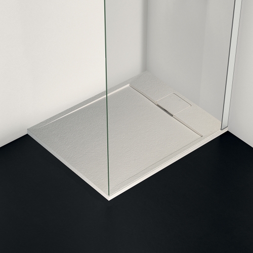 Immagine di Ideal Standard ULTRA FLAT S I.LIFE piatto doccia rettangolare L.100 P.70 cm, antiscivolo e con scarico nascosto sul lato corto, in IdealSolid+, effetto pietra, colore sabbia finitura opaco T5240FT