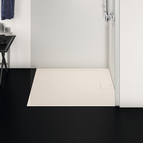 Immagine di Ideal Standard ULTRA FLAT S I.LIFE piatto doccia rettangolare L.100 P.70 cm, antiscivolo e con scarico nascosto sul lato corto, in IdealSolid+, effetto pietra, colore sabbia finitura opaco T5240FT