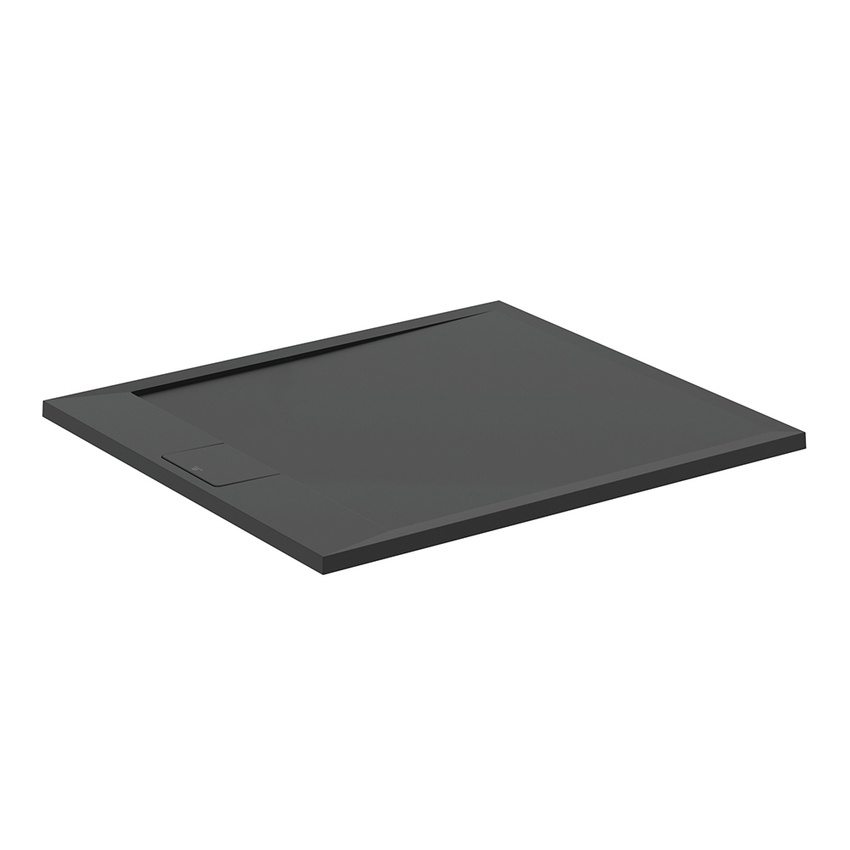 Immagine di Ideal Standard ULTRA FLAT S I.LIFE piatto doccia rettangolare L.90 P.70 cm, antiscivolo e con scarico nascosto sul lato corto, in IdealSolid+, effetto pietra, colore nero finitura opaco T5237FV
