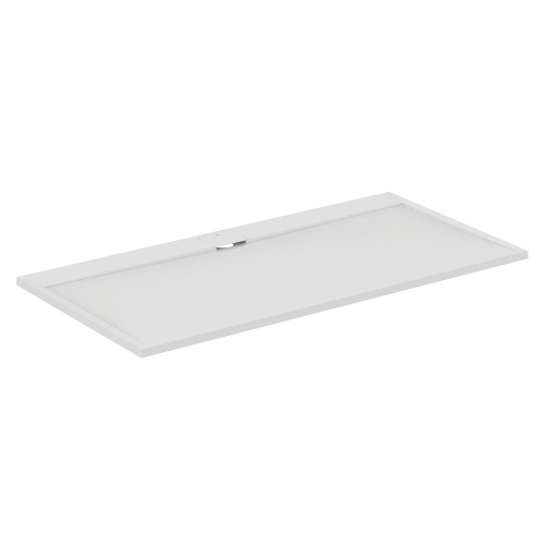 Immagine di Ideal Standard ULTRA FLAT S I.LIFE piatto doccia rettangolare L.200 P.100 cm, antiscivolo e con scarico nascosto sul lato lungo, in IdealSolid+, effetto pietra, colore bianco finitura opaco T5235FR