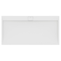 Immagine di Ideal Standard ULTRA FLAT S I.LIFE piatto doccia rettangolare L.200 P.100 cm, antiscivolo e con scarico nascosto sul lato lungo, in IdealSolid+, effetto pietra, colore bianco finitura opaco T5235FR