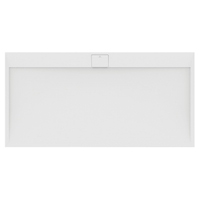 Immagine di Ideal Standard ULTRA FLAT S I.LIFE piatto doccia rettangolare L.200 P.100 cm, antiscivolo e con scarico nascosto sul lato lungo, in IdealSolid+, effetto pietra, colore bianco finitura opaco T5235FR