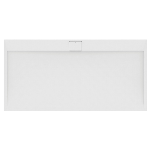 Immagine di Ideal Standard ULTRA FLAT S I.LIFE piatto doccia rettangolare L.200 P.100 cm, antiscivolo e con scarico nascosto sul lato lungo, in IdealSolid+, effetto pietra, colore bianco finitura opaco T5235FR