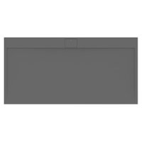 Immagine di Ideal Standard ULTRA FLAT S I.LIFE piatto doccia rettangolare L.200 P.100 cm, antiscivolo e con scarico nascosto sul lato lungo, in IdealSolid+, effetto pietra, colore grigio cemento finitura opaco T5235FS