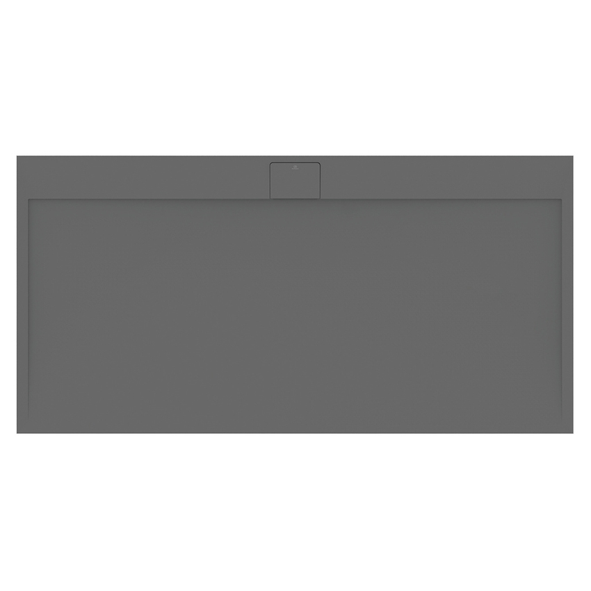 Immagine di Ideal Standard ULTRA FLAT S I.LIFE piatto doccia rettangolare L.200 P.100 cm, antiscivolo e con scarico nascosto sul lato lungo, in IdealSolid+, effetto pietra, colore grigio cemento finitura opaco T5235FS