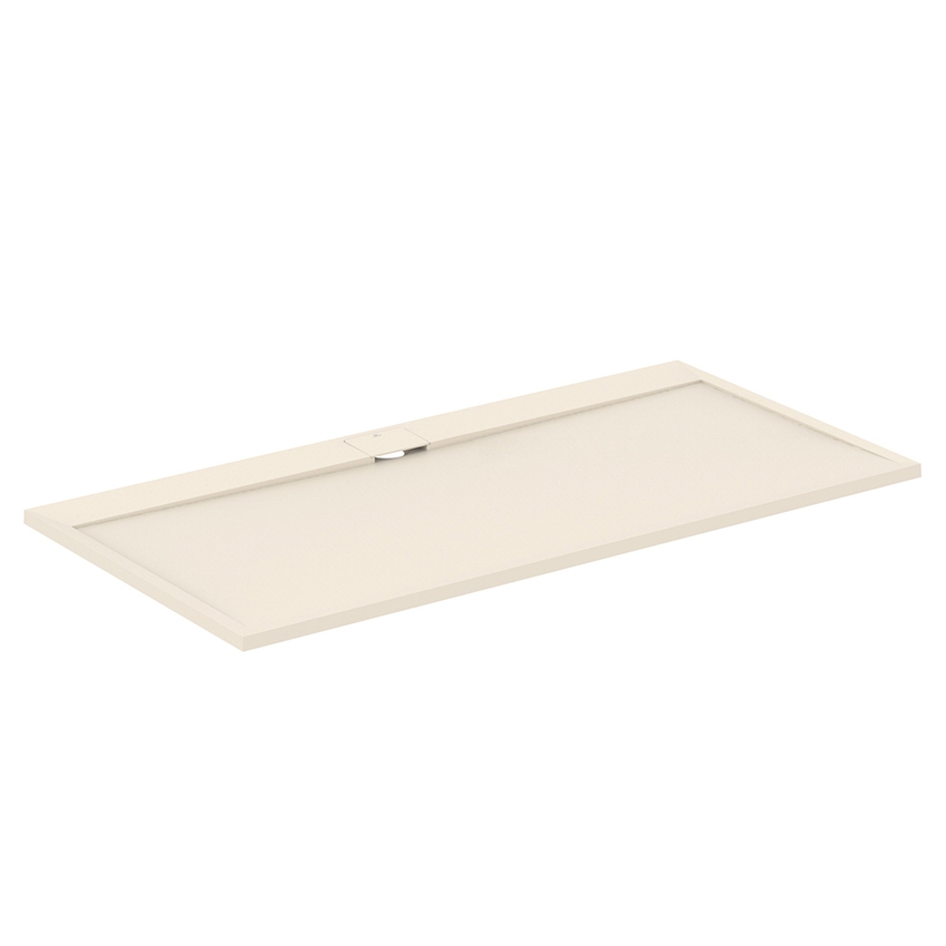 Immagine di Ideal Standard ULTRA FLAT S I.LIFE piatto doccia rettangolare L.200 P.100 cm, antiscivolo e con scarico nascosto sul lato lungo, in IdealSolid+, effetto pietra, colore sabbia finitura opaco T5235FT