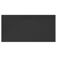 Immagine di Ideal Standard ULTRA FLAT S I.LIFE piatto doccia rettangolare L.200 P.100 cm, antiscivolo e con scarico nascosto sul lato lungo, in IdealSolid+, effetto pietra, colore nero finitura opaco T5235FV