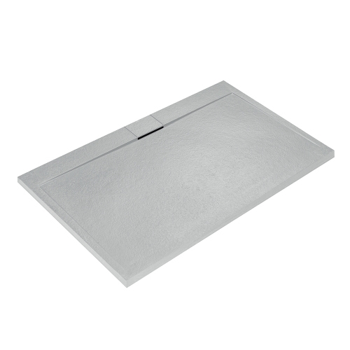 Immagine di Ideal Standard ULTRA FLAT S I.LIFE piatto doccia rettangolare L.200 P.90 cm, antiscivolo e con scarico nascosto sul lato lungo, in IdealSolid+, effetto pietra, colore bianco finitura opaco T5243FR