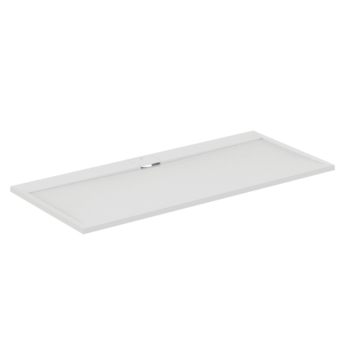 Immagine di Ideal Standard ULTRA FLAT S I.LIFE piatto doccia rettangolare L.200 P.90 cm, antiscivolo e con scarico nascosto sul lato lungo, in IdealSolid+, effetto pietra, colore bianco finitura opaco T5243FR