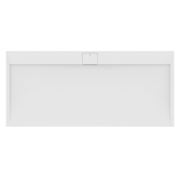 Immagine di Ideal Standard ULTRA FLAT S I.LIFE piatto doccia rettangolare L.200 P.90 cm, antiscivolo e con scarico nascosto sul lato lungo, in IdealSolid+, effetto pietra, colore bianco finitura opaco T5243FR