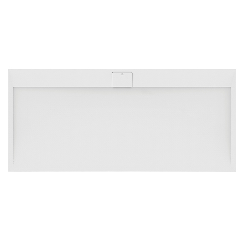 Immagine di Ideal Standard ULTRA FLAT S I.LIFE piatto doccia rettangolare L.200 P.90 cm, antiscivolo e con scarico nascosto sul lato lungo, in IdealSolid+, effetto pietra, colore bianco finitura opaco T5243FR