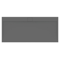 Immagine di Ideal Standard ULTRA FLAT S I.LIFE piatto doccia rettangolare L.200 P.90 cm, antiscivolo e con scarico nascosto sul lato lungo, in IdealSolid+, effetto pietra, colore grigio cemento finitura opaco T5243FS
