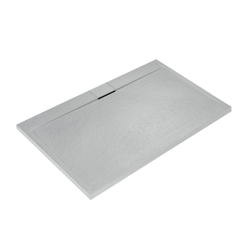 Immagine di Ideal Standard ULTRA FLAT S I.LIFE piatto doccia rettangolare L.180 P.90 cm, antiscivolo e con scarico nascosto sul lato lungo, in IdealSolid+, effetto pietra, colore bianco finitura opaco T5230FR