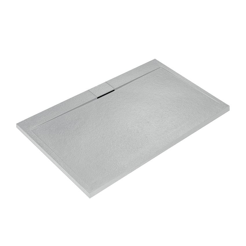 Immagine di Ideal Standard ULTRA FLAT S I.LIFE piatto doccia rettangolare L.180 P.100 cm, antiscivolo e con scarico nascosto sul lato lungo, in IdealSolid+, effetto pietra, colore bianco finitura opaco T5245FR