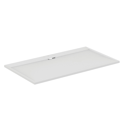 Immagine di Ideal Standard ULTRA FLAT S I.LIFE piatto doccia rettangolare L.180 P.90 cm, antiscivolo e con scarico nascosto sul lato lungo, in IdealSolid+, effetto pietra, colore bianco finitura opaco T5230FR