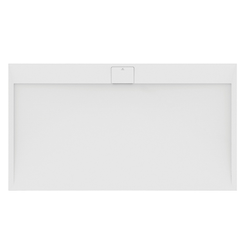 Immagine di Ideal Standard ULTRA FLAT S I.LIFE piatto doccia rettangolare L.180 P.90 cm, antiscivolo e con scarico nascosto sul lato lungo, in IdealSolid+, effetto pietra, colore bianco finitura opaco T5230FR