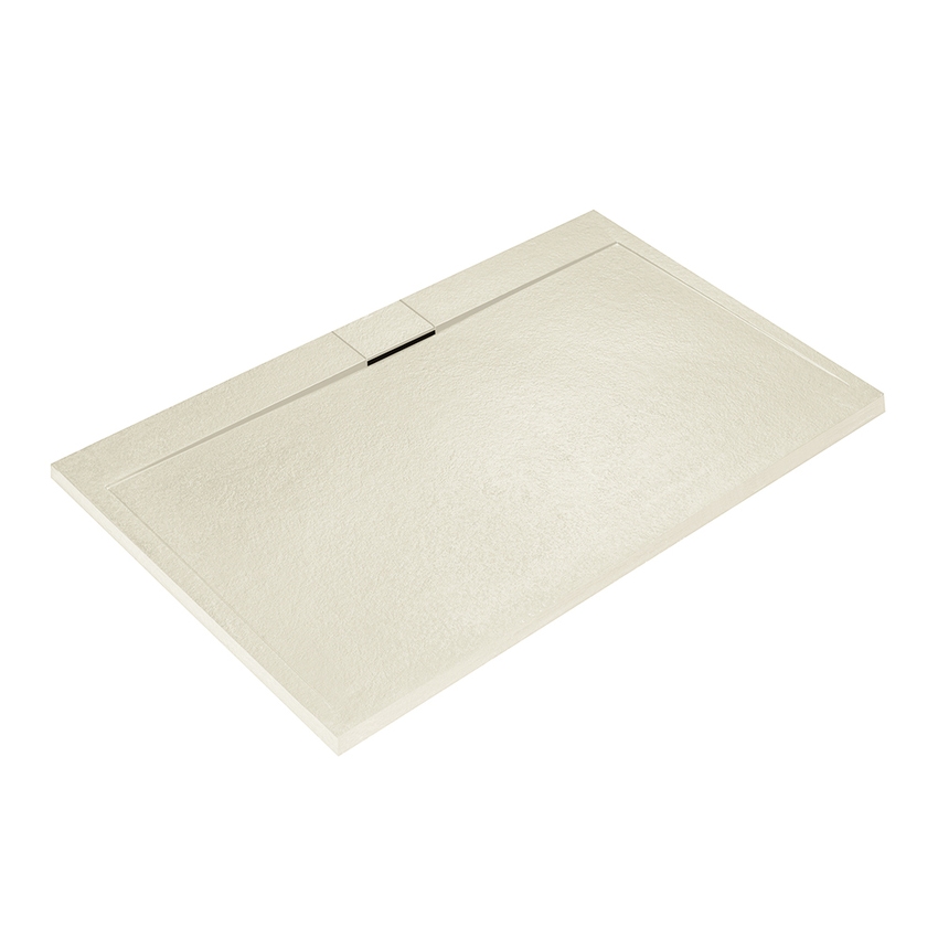 Immagine di Ideal Standard ULTRA FLAT S I.LIFE piatto doccia rettangolare L.180 P.90 cm, antiscivolo e con scarico nascosto sul lato lungo, in IdealSolid+, effetto pietra, colore sabbia finitura opaco T5230FT